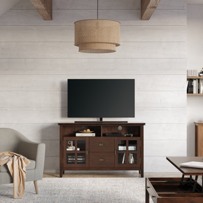 Artisan 48"W Solid Wood Transitional TV Stand for TVs up to 55" with 2 Cabinets, 2 Drawers, and Open Shelves