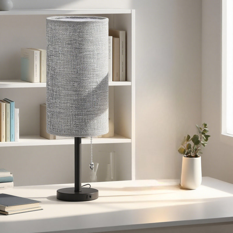 Ensemble de 2 lampes de table modernes avec interrupteur à chaîne, température de couleur à 3 voies, prise de courant CA intégrée et port de charge USB, comprend des ampoules à DEL écoénergétiques pour la table de chevet ou le bureau