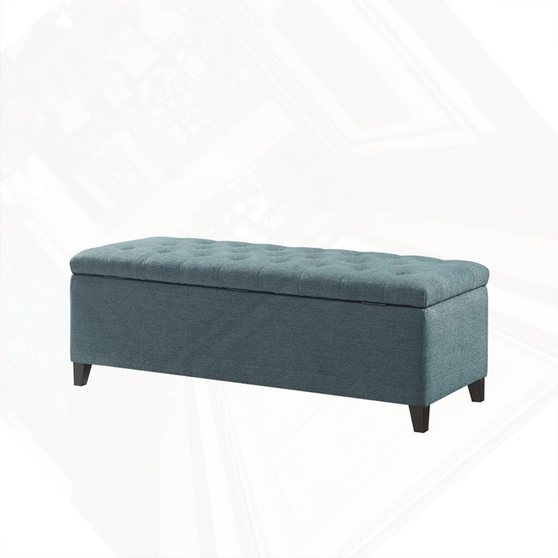 Tufted Top Soft Close Storage Bench, Blue