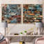 Aubagne - Ensemble de 2 collages carrés abstraits-101845358-101845360