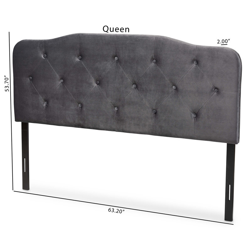 Gregory Gray Velvet Tufted Upholstered Queen Headboard