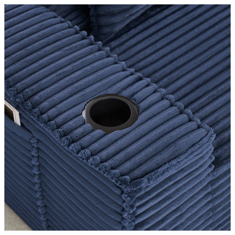 Canapé 3 places sans ossature apparente, design moderne « nuage » avec support à ressorts ensachés, aucun assemblage requis, revêtement en mousse bleue pour salon et appartement
