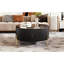Table basse contemporaine avec 2 grands tiroirs de rangement, surface noire et pieds en métal doré-1239013420