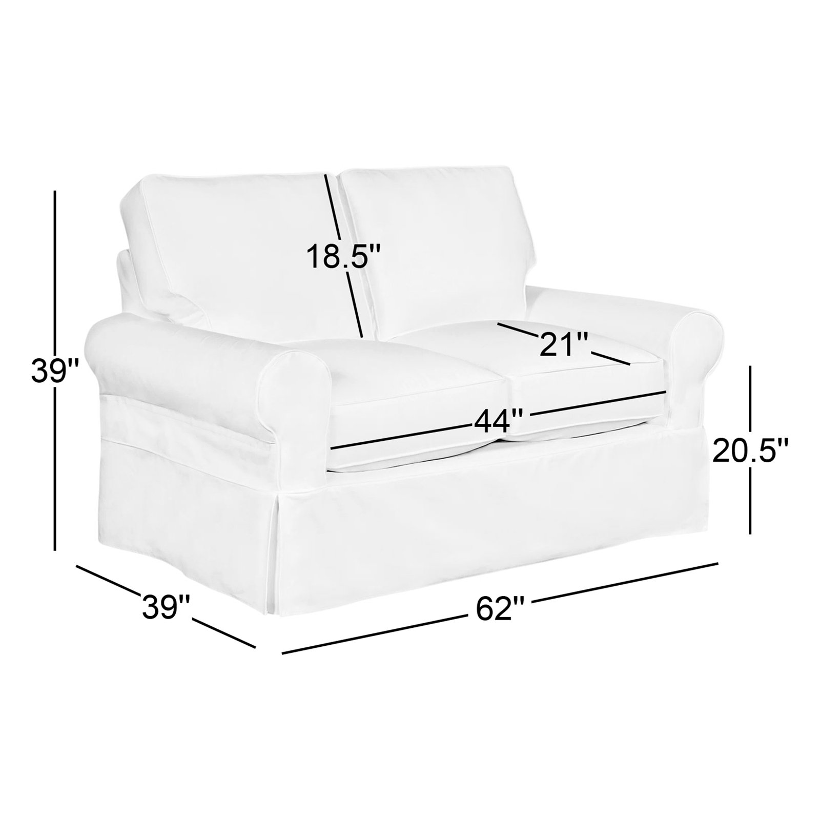 Porter 62'' Slipcovered Loveseat, Drusky Moonglow Sustain® Basketweave