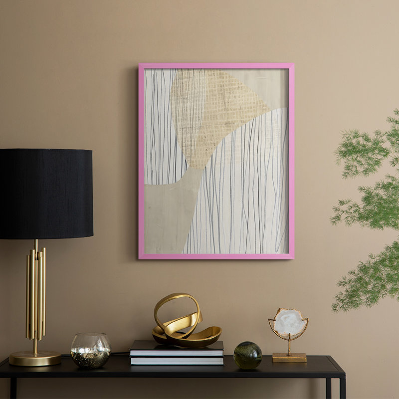 Paper Stones II Framed Print - Solid Wood, 21" H x 17" W, Pink Framed