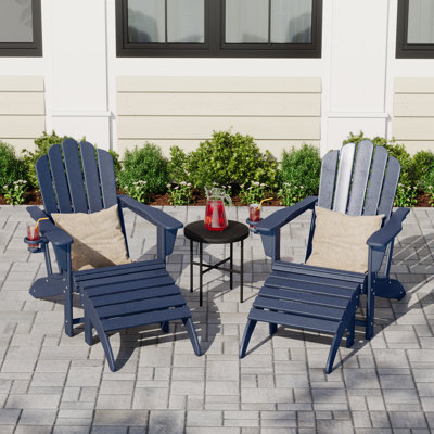 Ensemble de chaises d'extérieur en poly Adirondack avec repose-pieds 4 pièces