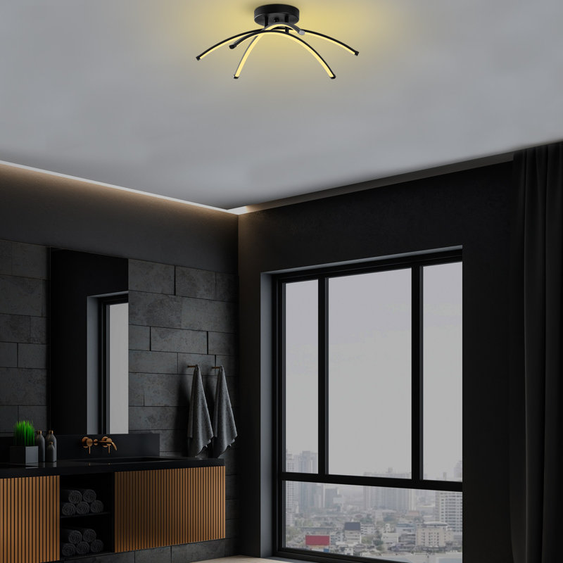 Elegant Black Metal Chandelier, 22.4 x 7.9 x 22.4 inches | Durable Metal Body with 16 cm Base Plate | SMD LED Socket, 28W 3000K | Stylish Lighting for Modern Dining Room & Living Spaces, IP20 Rated