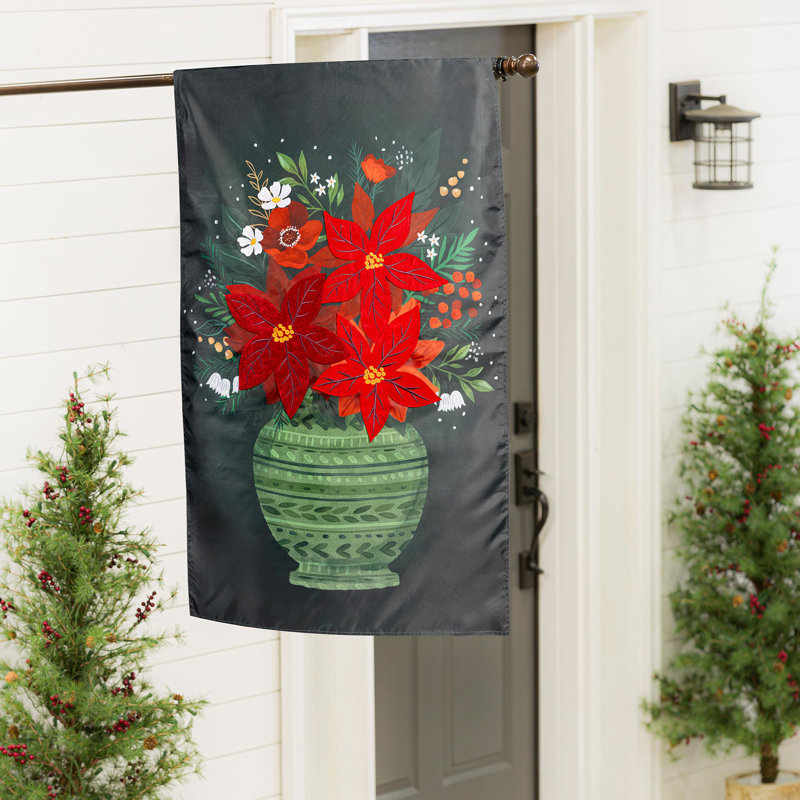 Drapeau de maison floral à motif de poinsettias