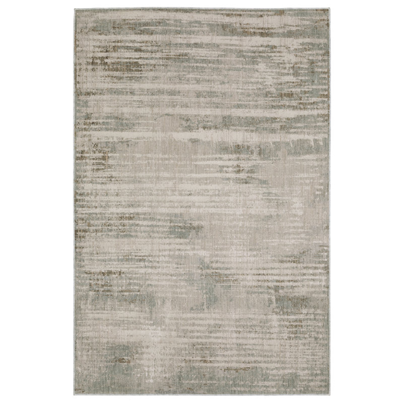 Michels Distressed Abstract Beige/ Blue Area Rug, Rectangle 5'3" x 7'7"