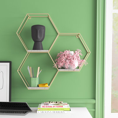 Étagère d'appoint en marbre hexagonal 3 pièces Abner