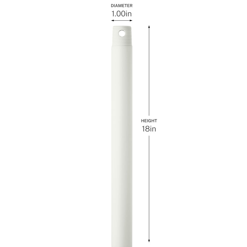 18 inch Single Threaded Ceiling Fan Downrod in Matte White, Matte White, 18" H x 1" W x 1" D