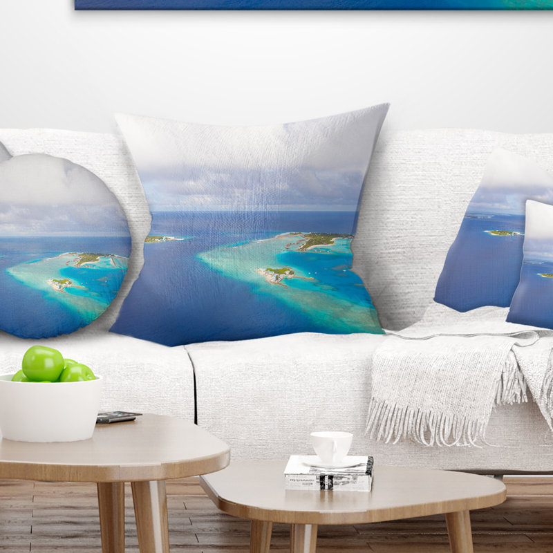 Coussin de l’île de maldives, vue aérienne seascape, 16 po x 1 po, Coussin décoratif