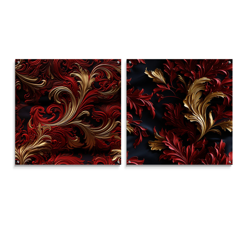 Bude - Ensemble de 2 abstraites murales en acrylique, H 16 po x l 33 po