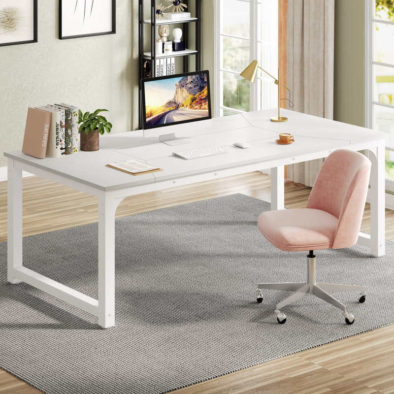 Montserat Desk, 30.3" H x 78.7" W x 39.4" D, White