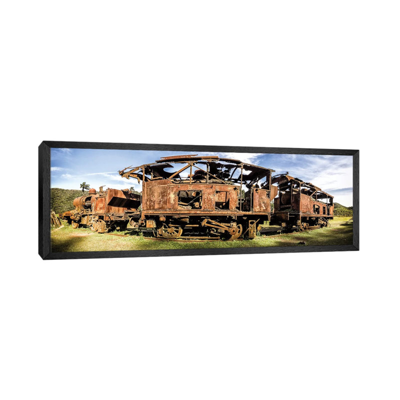 Rusty Train by Glauco Meneghelli - Print on Canvas, 121.92 cm H x 40.64 cm W, Black Floater Frame