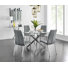 Ensemble de table de salle à manger en métal et verre Tierra Sleek avec 4 chaises rembourrées en similicuir