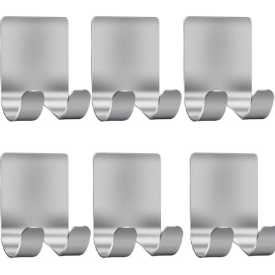 Heavy Duty Stainless Steel Self Adhesive Hooks For Shower, Bathroom & Kitchen - Multi-Purpose Razor Holder, Towel Hanger, Robe Hook - Waterproof & No Tools Needed