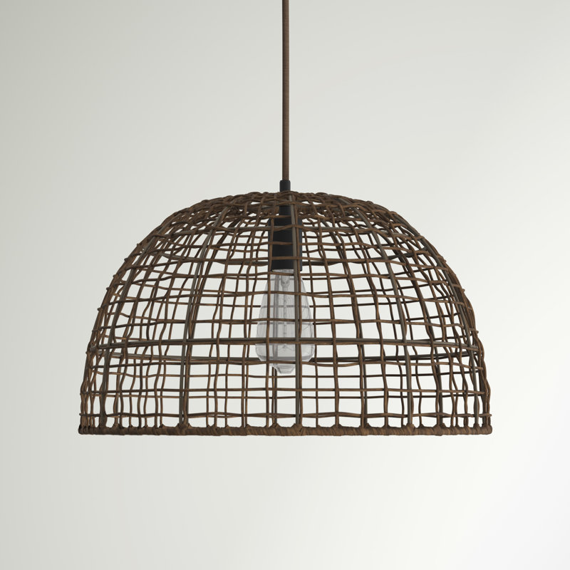 Stevie 1-Light Single Dome Pendant, Black, Dark Brown