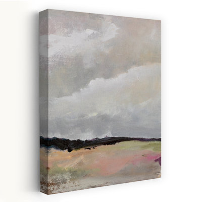 Serene Cloudy Landscape Abstract Dreamy Impressionist Landscape Nature Wall Art Print by Tamar Green - Wrapped Canvas Print