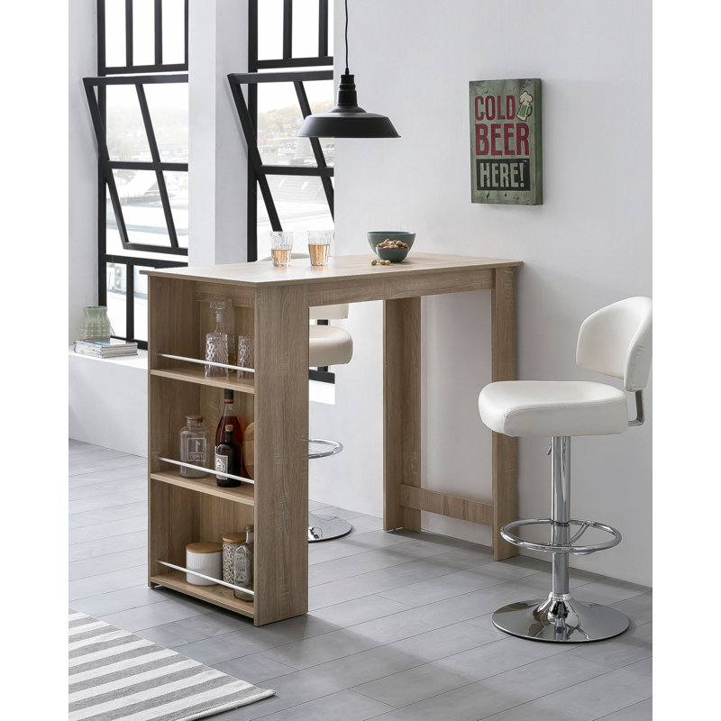 Dining Table/Bar Table Zukowski 120 X 107.5 X 60 Cm Wooden Bar Table Kitchen Counter, Sonoma