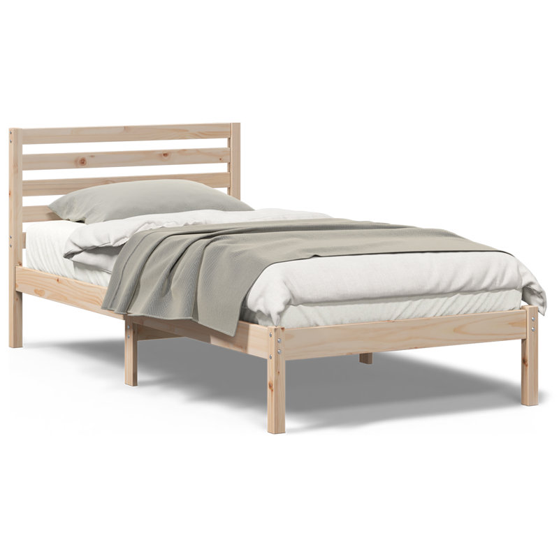 Solid Wood Bed Frame, European Single (90 x 200 cm), Brown