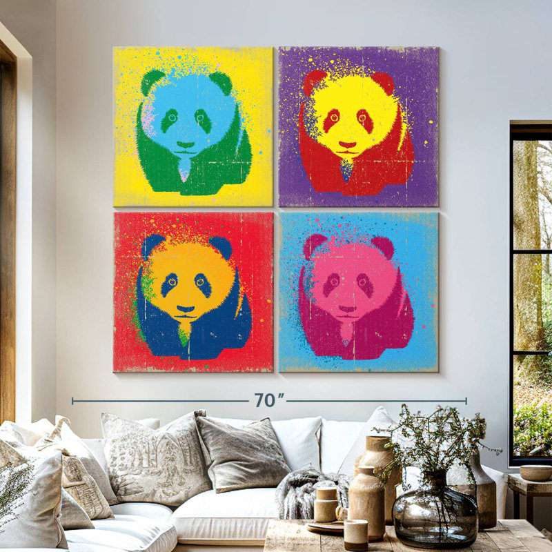 Brampt Paint Splash Pandas, H 57 po x l 57 po