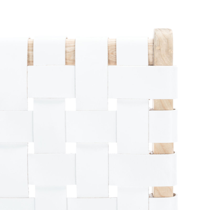 Tabouret Alston, Cuir blanc / cadre naturel sans finition, Tabouret de bar (siège d'une hauteur de 29,70 po)