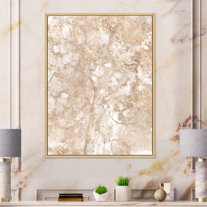 Marbre et or abstrait - peinture sur toile, H 32 po x l 16 po, Cadre flottant en érable