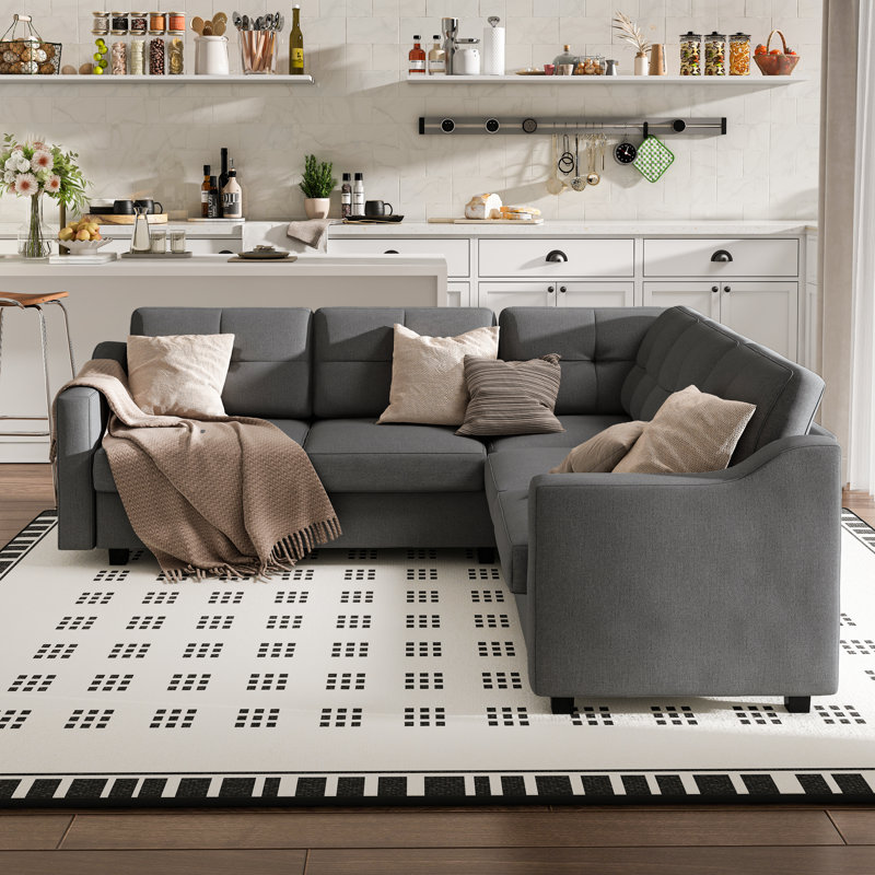 Canapé modulaire convertible, canapé en L à 5 places pour le salon, petit appartement, canapé modulaire réversible