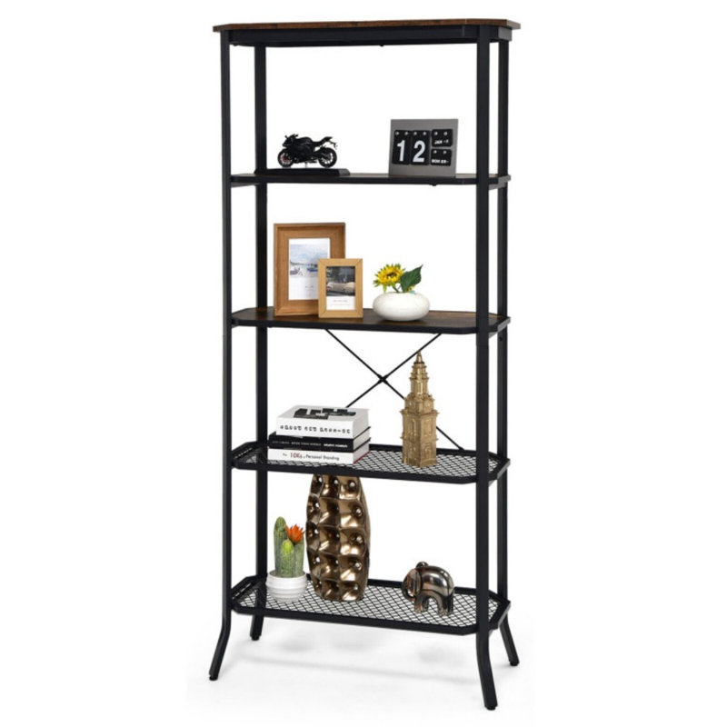 Industrial 5-Layer Bookshelf With Out-Stretched Legs