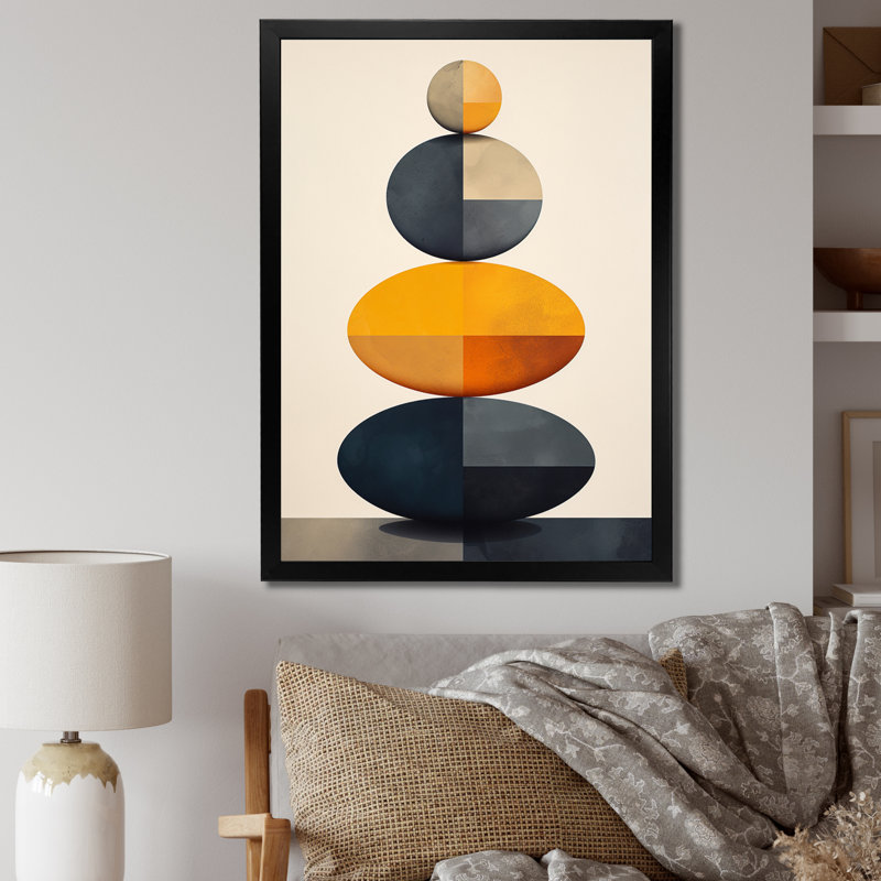 «Visual Tranquility Rock Balancing I» sur toile, H 40 po x l 30 po x P 1,5 po, Cadre simple noir