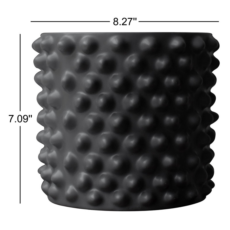 Vase de table en céramique Genesta, Noir, H 7,09 po x l 8,27 po x P 8,27 po