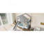 Lit superposé simple avec glissade et tablettes de rangement, lit mezzanine en bois massif avec fenêtre, conception enfantine, gris-129864945