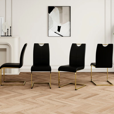 Chaises de salle à manger ergonomiques rembourrées avec des pieds en métal doré, pour différentes pièces