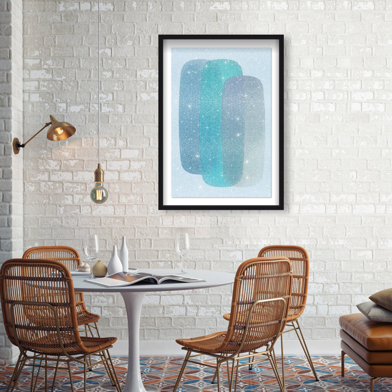 Teal Gradients Print by Oliver Gal, 37.5"H x 25.5"W, Black Shadowbox