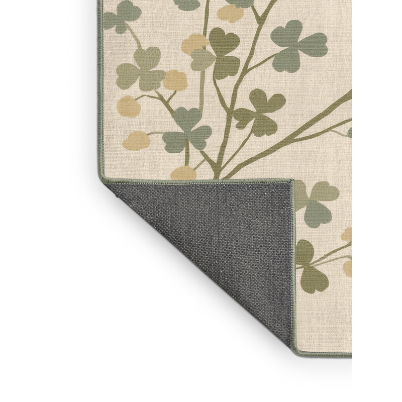 Soft Plush Farr St Patties Modern & Contemporary Abstract Area Rug in Beige – SageGreen Binding, 5x7