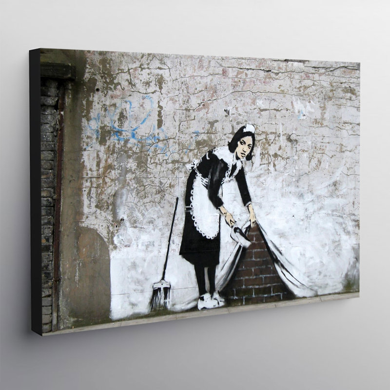 Banksy Maid Sweeping - Wrapped Canvas Print, 61cm H x 81cm W x 4cm D