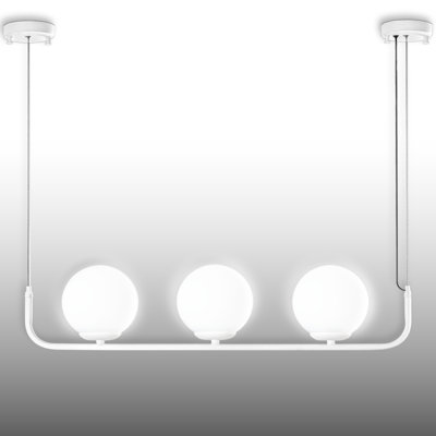 Adjustable Height 3 Lights Metal Body Glass Globe Kitchen Island Swing Pendant