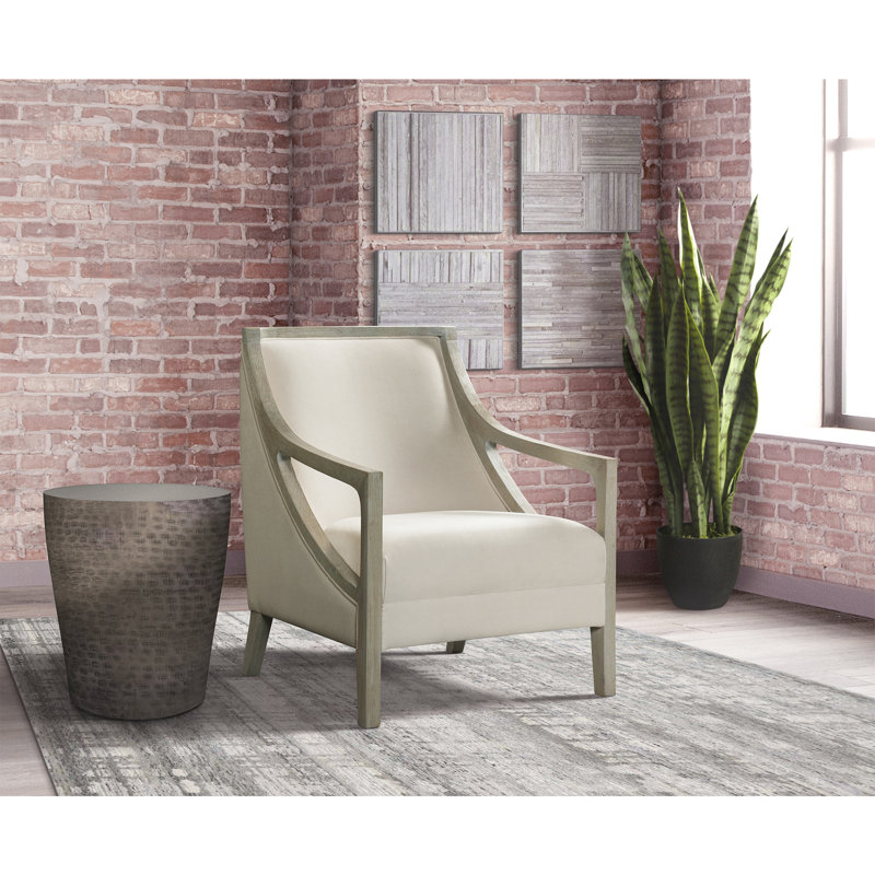 Fauteuil en polyester 28 po, Naturel, Blanc