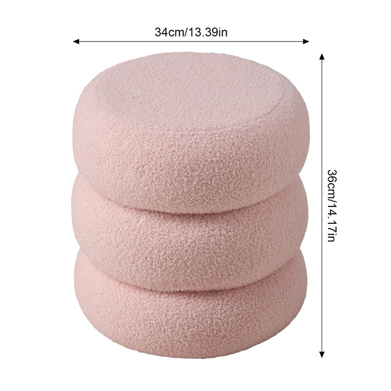 39 cm W Teddy Round Footstool, Pink