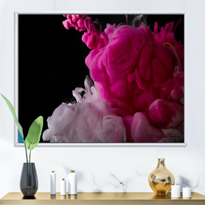 Peinture abstraite éclaboussure rose - œuvre d'art moderne sur toile