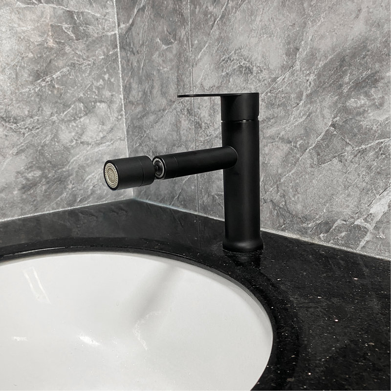 Modern Single Hole Bathroom Sink Faucet Matte Black - Stainless Steel Handle Vanity Basin Tap With Tarnish- Cover And Steady Water Supply Aerator For Corrosion Protection Jet