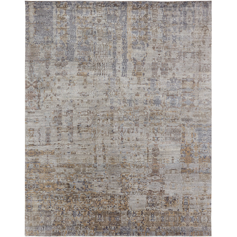 Hand Knotted Abstract Indoor Rug, Rectangle 2' x 3'