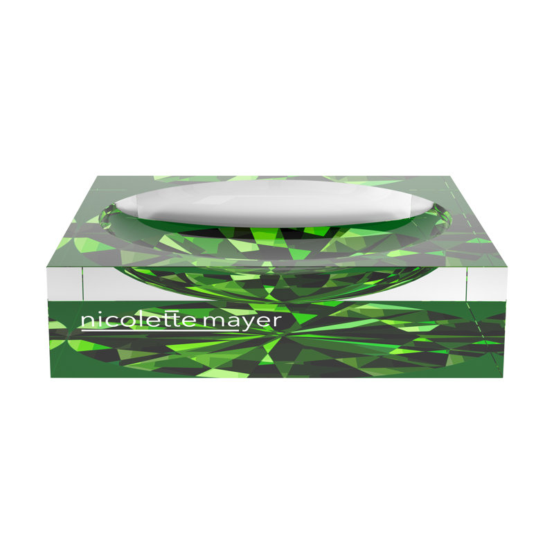 Facets Green Acrylic Candy Catchall Dish, Emerald