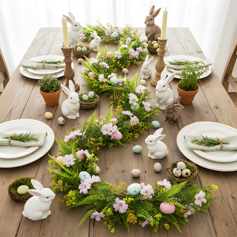 Décorations pour guirlandes de baies de 5,9 pi de fleurs avec œufs de Pâques et guirlandes de vignes florales pour cheminée, manteau, table et intérieur