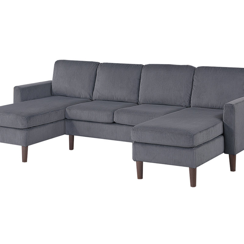 3-Piece Corduroy Sectional Set, Dark Gray