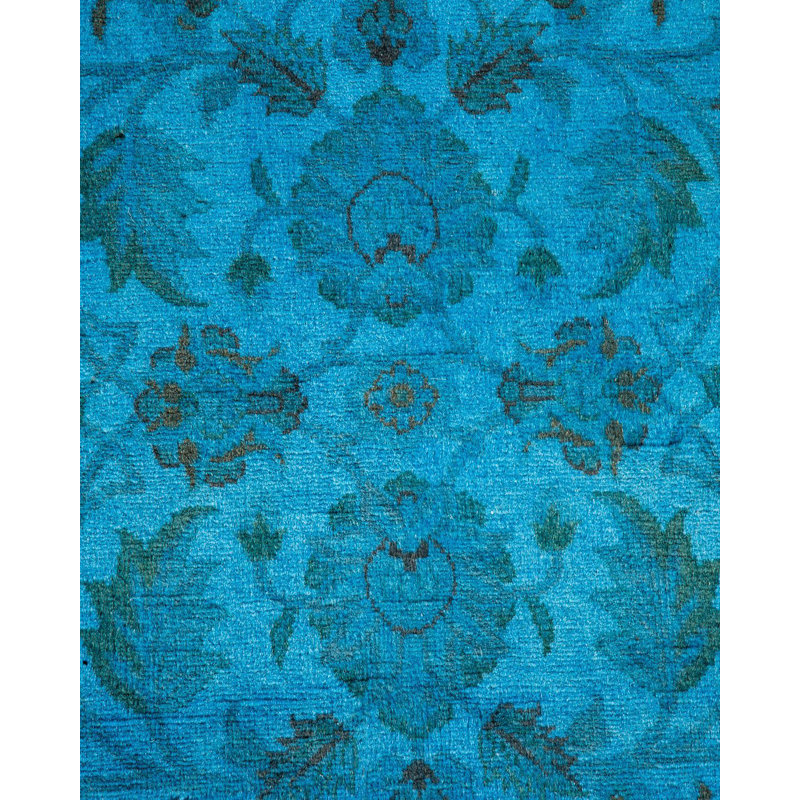 Tapis bleu noué à la main de conception unique Holsworth - bleu