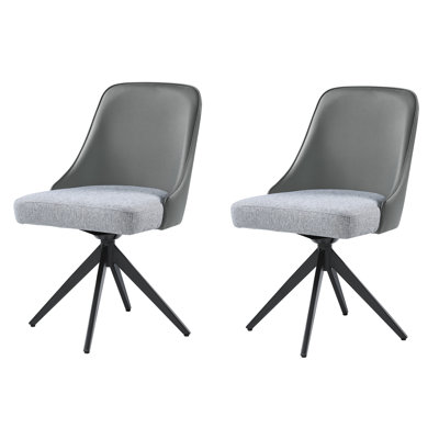 Cieria Grey And Gunmetal Swivel Dining Chairs