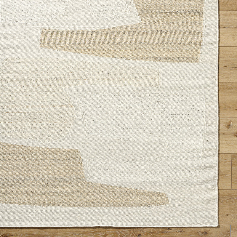 Rectangle Jerrylene Abstract Hand Woven Flatweave Wool Area Rug in Brown, Rectangle 8' x 10'