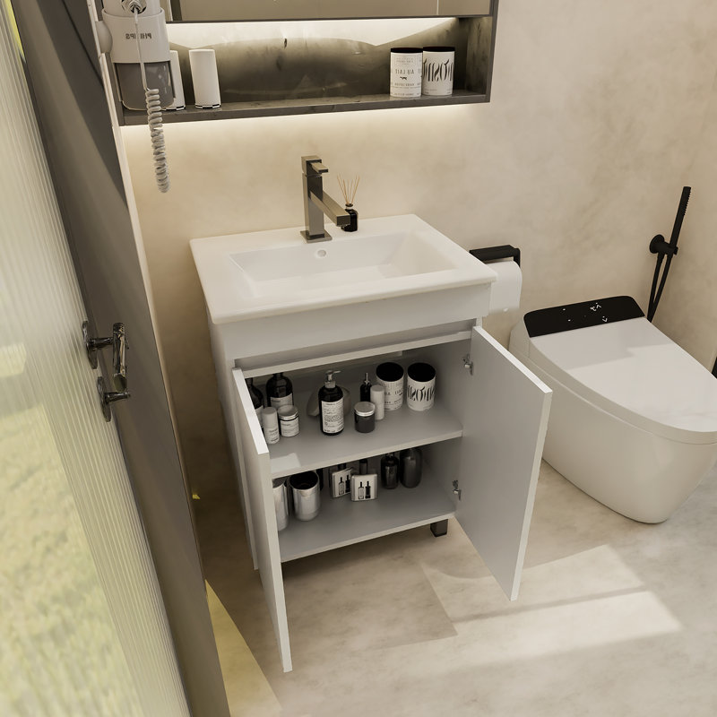 Meuble-lavabo autoportant avec porte et meuble-lavabo avec porte